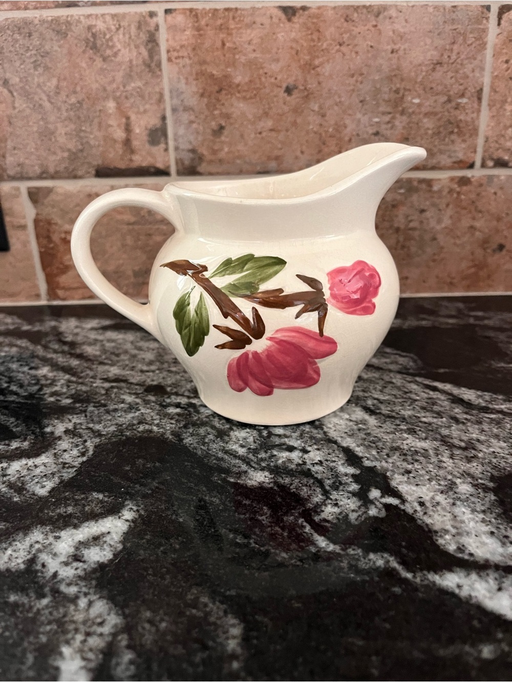 Continental Kilns Hand-Painted Floral Ceramic Pitcher/Creamer - Pink Flowers
